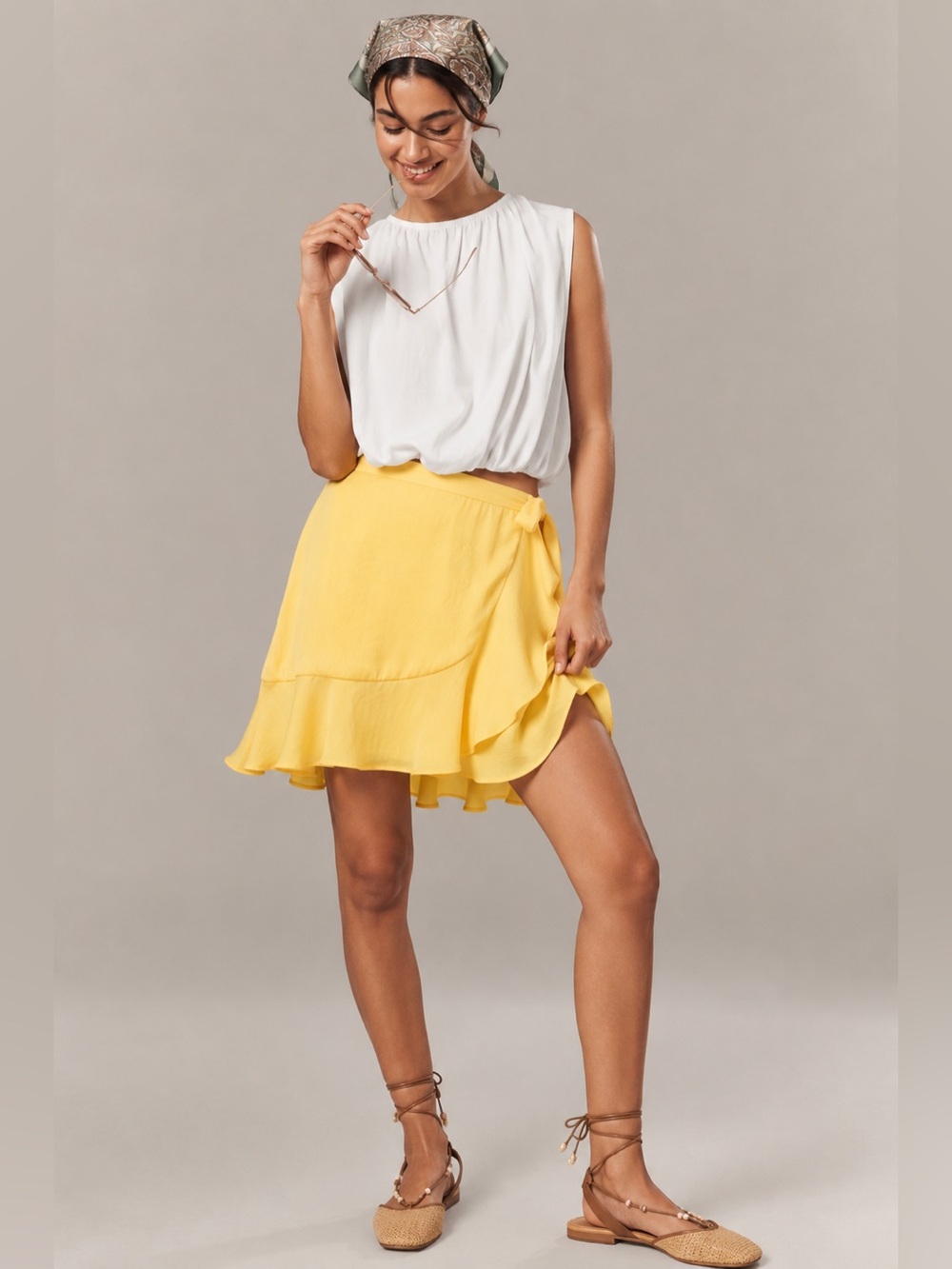 Anthropologie Maeve Ruffle Mini Skirt in Sunray Yellow Small NWT